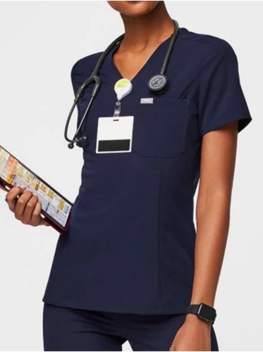 Figs Slim Catarina Scrub Top Navy Blue Small